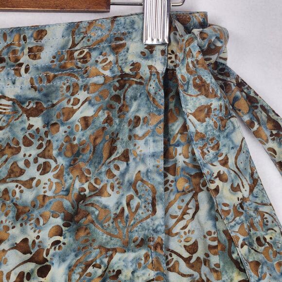Dibi Women's Blue & Brown 100% Rayon Batik Wrap Around Skirt Size - Small - Picture 5 of 9